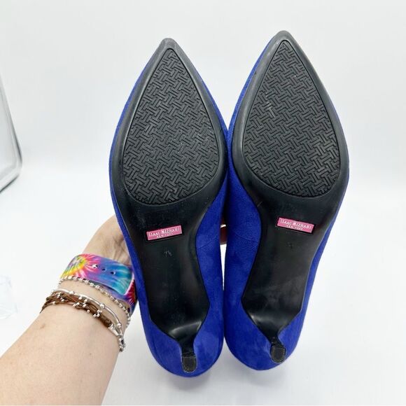 Isaac Mizrahi New York Joy Cobalt Blue Suede Pump Kitten Heel Pointed Toe Sz 7.5 - Picture 11 of 13